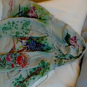 Jacket with flower art on it